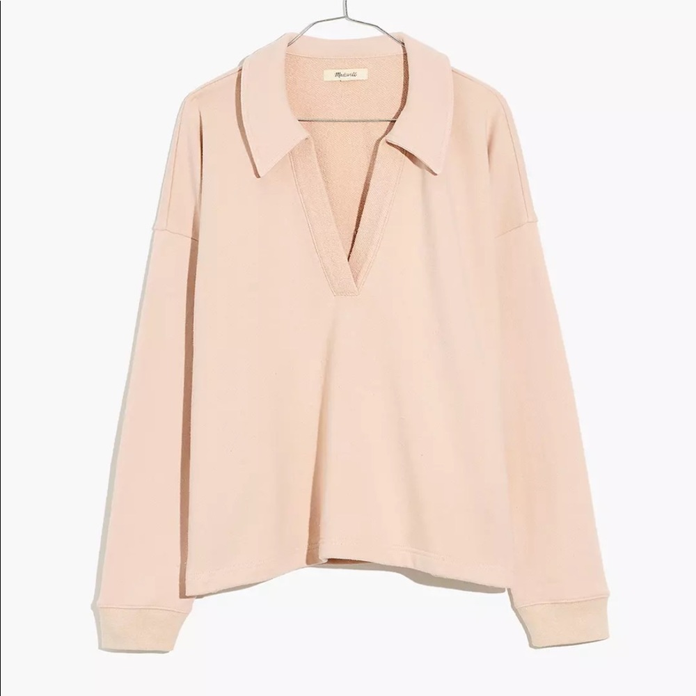 Madewell Cotton-Hemp Oversized Polo Sweatshirt